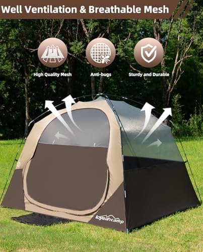 4 Person Blackout Camping Tent, Easy Setup Waterproof Family Dome Tent for Camping with Rainfly, Portable Double Layer Large Family Tent for Outdoor Camping&Hiking - Image 5