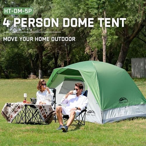 Happy Travel Camping Tent, 4/6 Person Dome Tents for Camping with Rainfly, Waterproof Clip Easy Setup Portable Family Tent with Mesh Windows, 20% More Headroom Backpacking Tents for Camping & Hiking - Image 4