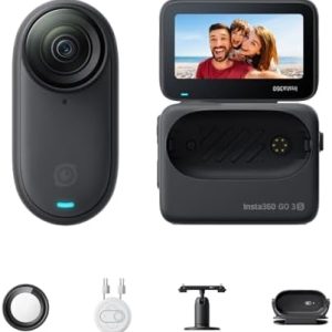 Insta360 GO 3S – 64 GB Black 4K Tiny Portable Vlogging Camera, Hands-Free POVs, Mount Anywhere, 140 Min Battery Life, 10m Waterproof, Pet POV